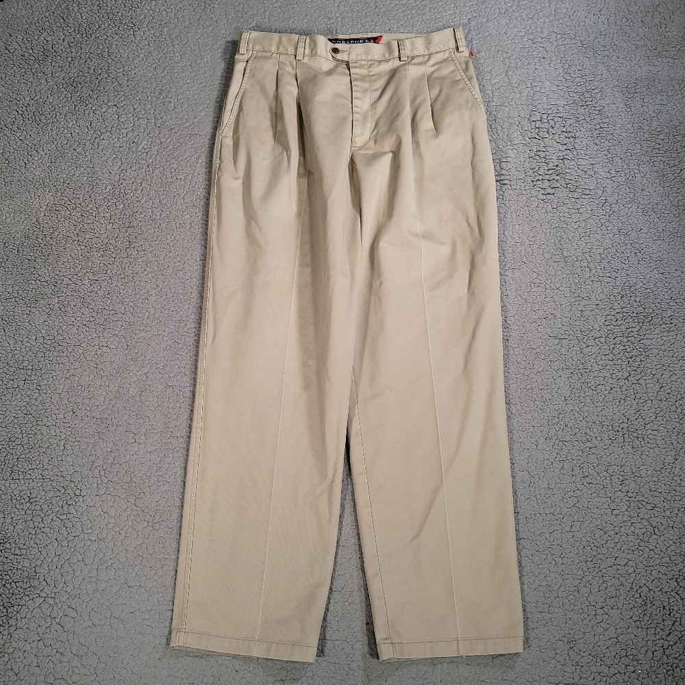 Nosport Pants Mens 36x32 Straight Classic Pleated Khaki Brown